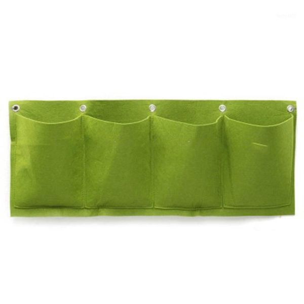 

4 pocket planting bag hanging wall vertical planter hanging flower garden1