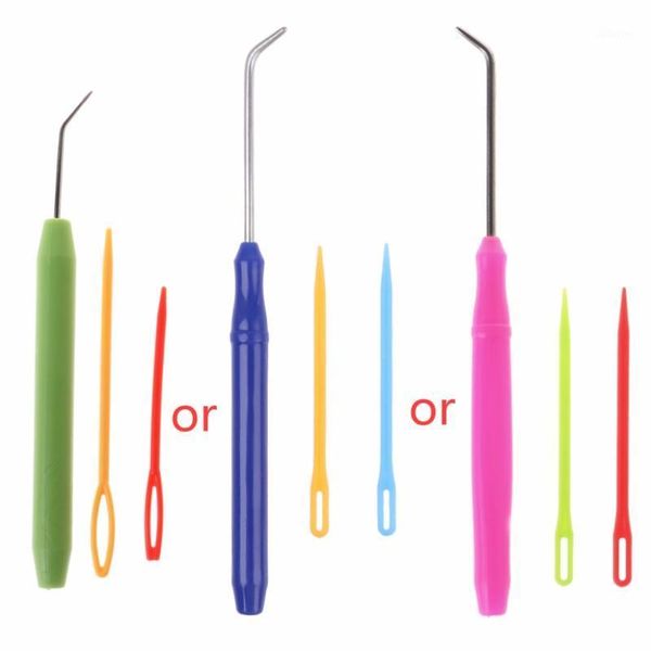 

sewing tools plastic needle + hook crochet hook set for knifty knitter & knitting loom diy crafts home sewing accessories1, Black