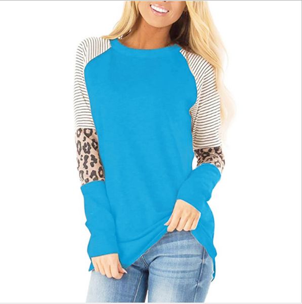 

women's long sleeve leopard print striped blouse with twisted, White