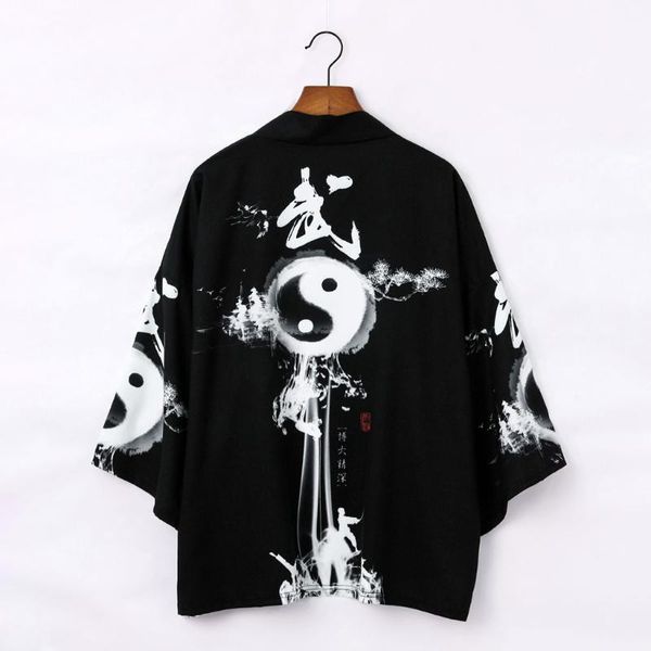 

japanese kimono man haori yukata asian streetwear samurai costume cardigan kimono shirt men traditional japanese kimonos geisha, Red