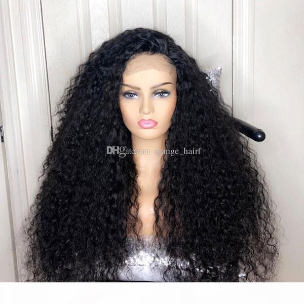 

selling black afro kinky curly wigs with baby hair 180% density full density synthetic lace front wigs for women ing, Black;brown