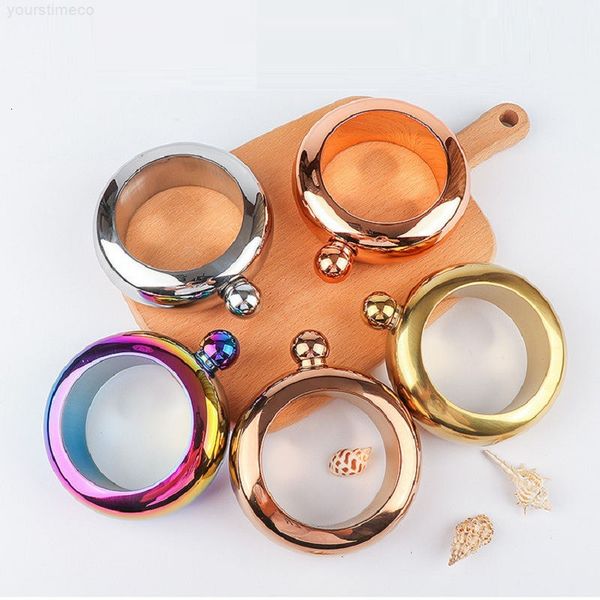 

bangle bracelet hip flask 304 stainless steel whiskey drinkware high grade round ring shape 3.5oz