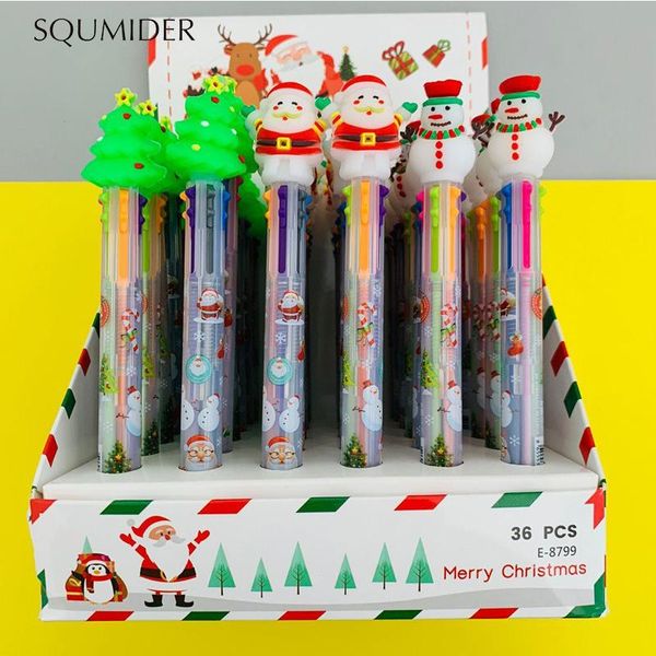 

squmider creative рождество санта-клаус 6 цвета шариковая ручка студенты офис подпись перо школьная канцтовары поставки, Blue;orange