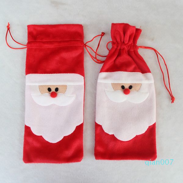 

santa red wine stockings 32*13cm cover bags claus christmas table bottle bag party suppliesbe5v