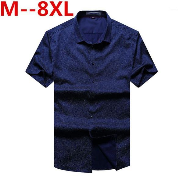

plus size 10xl 8xl 6xl men casual shirt short sleeve summer fashion printed shirts male dress brand clothing1, White;black