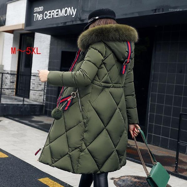 

big fur winter coat thickened parka women stitching slim long winter coat down cotton ladies down parka jacket women y071, Black