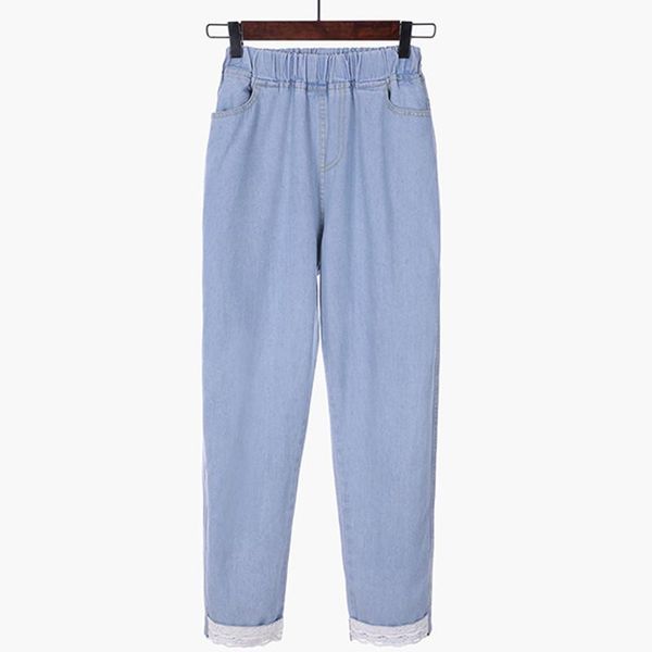 

women's jeans 2021 autumn harem pants vintage high waist womens full length loose ccowboy plus size s-5xl 8088, Blue