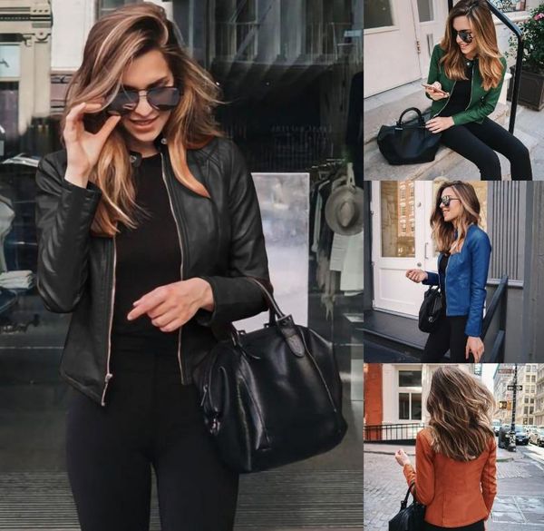 

women's leather & faux 2021 style, autumn and winter fashion suit small coat wear, Black