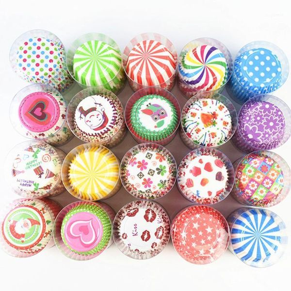 

100pcs/lot muffin cupcake cups liner cute snowman stipe pattern cake wapper tray for wedding birthday chriatmas cake mold decor1