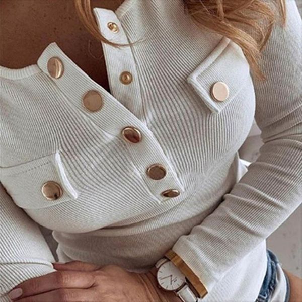 

2020 spring winter blouse long sleeve work wear women blouse buttons shirt casual knit o neck 2020 fashion 5xl plus size, White