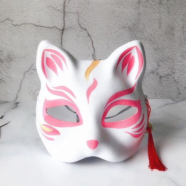 

factorywm2rhand anime hand-painted tassel naruto cat painted mask cosplay pink masks