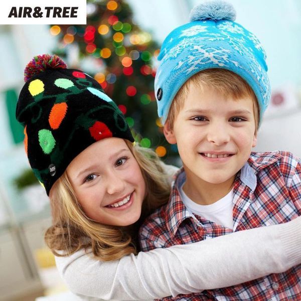 

christmas decorations c-2021 designs led hats beanie sweater santa hat light up knitted for kid party1