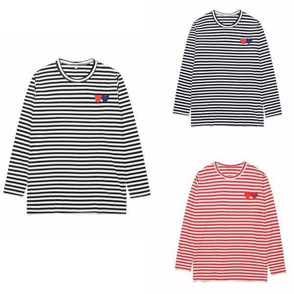 

have eyes)spring men women striped cartoon embroidery love round neck long sleeve cotton loose pullover t-shirt, White;black