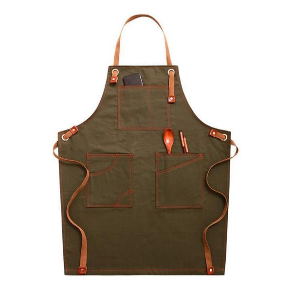 

aprons chef apron cotton canvas cross back adjustable with pockets for women and u90a