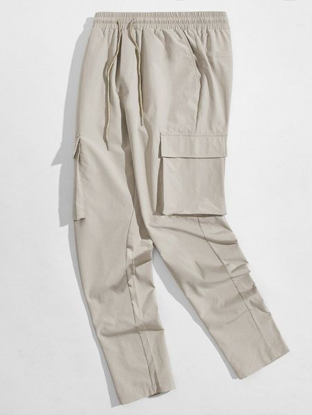 

men flap pocket side wind pants 63yg#, Black