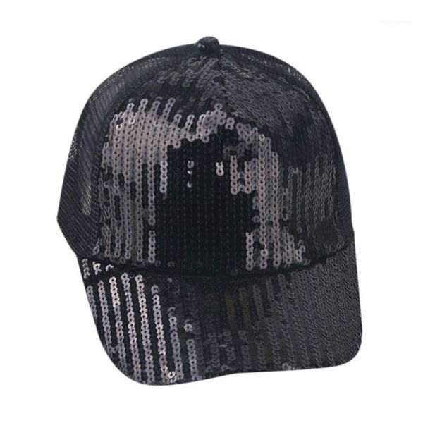 

kancoold boys and girls hats solid color sequins transparent sunscreen sun visor student hip-hop performance mesh breathable cap1, Yellow