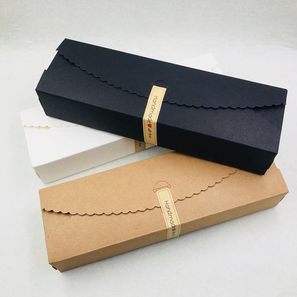 30 pz/lotto 23x7x4 cm Scatole di Carta Kraft Fai Da Te Scatole di Carta Bianca/marrone/nero Confezione Regalo Per Biscotti/caramelle/cioccolatini jllAbk