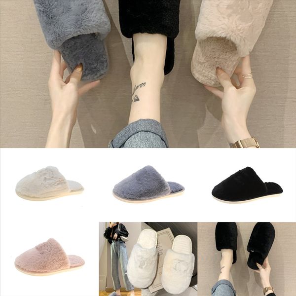 

lursw ladies mix slipper brand color fluffy fur slippers plush design long plush slides women flat heels outdoor shoes flops, Black