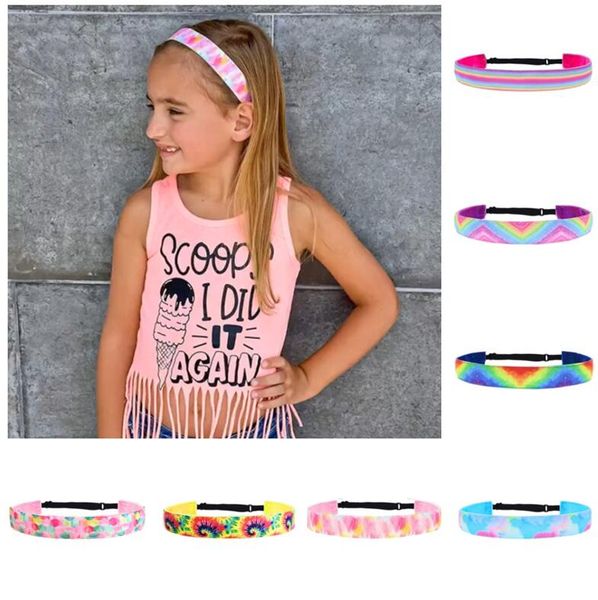 

women kids baby tie-dye headbands girls gradient rainbow hair sticks ladies teeth non slip headwrap fashion hair hoop headdress e120409, Slivery;white