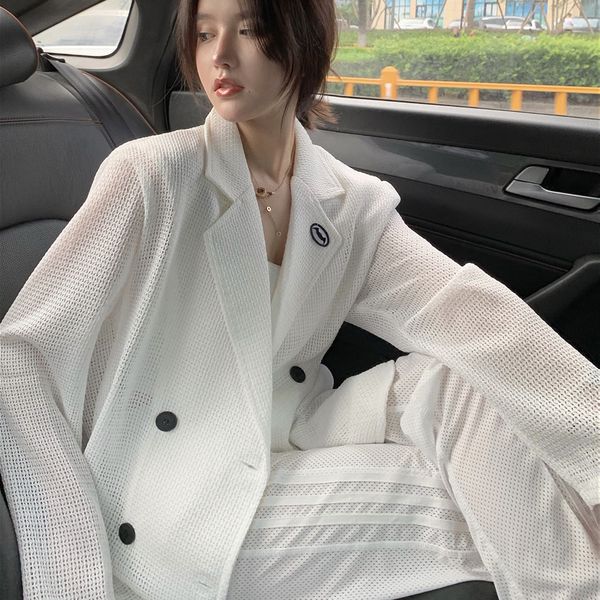 

2021 new england white female mesh blazers and jackets korean business suit coat work office lady winter clothes women fashion twx0, White;black