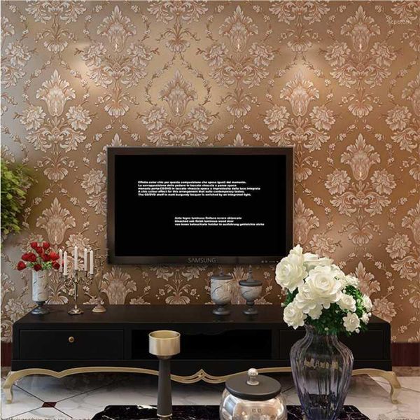 

papel de parede european wallpaper non-woven bedroom wallpaper 3d damascus living room tv background wall paper1