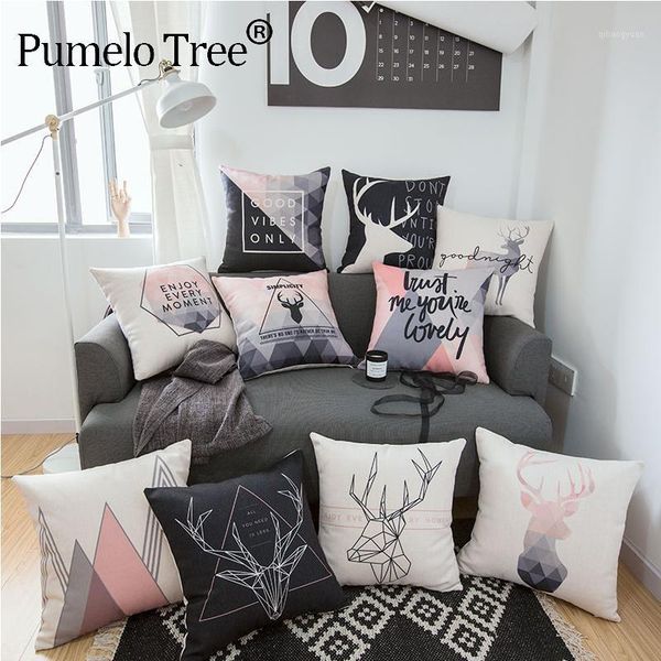 

geometric home pillowcase animal deer car nordic home decor room decoration colorful throw pillows custom print cushion cover1