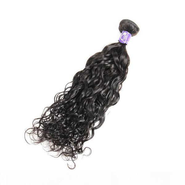 

unprocessed remy human hair 1 bundles weaves 1b natural color water wave thick no split ends brazilain virgin hair extension vendors 7a, Black