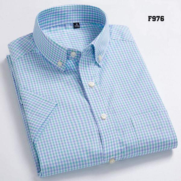 

oxford casual leisure design plaid social 100% cotton short sleeve men's dress shirts c1212, White;black
