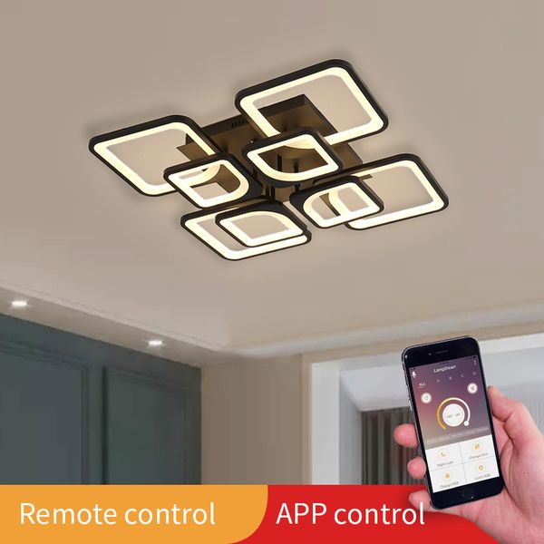 

2021 new modern led chandelier lights for living dining room kitchen bedroom rectangle black home indoor nordic creativity ceiling 7jxp