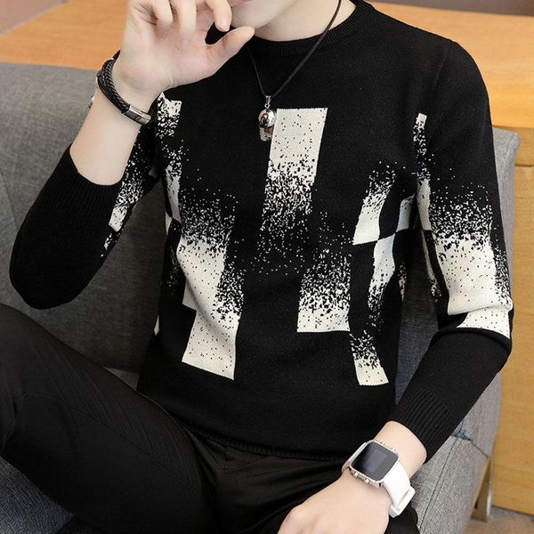 

men's sweaters autumn and winter korean long sleeve knitwear, White;black