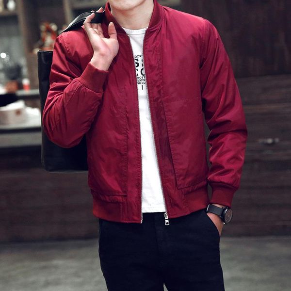

2020 baseball jacket men spring autumn casual solid fashion slim ma 1 zipper bomber jackets men overcoat mens thin pilot jackets, Black;brown