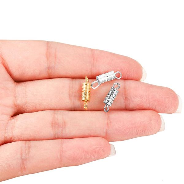 

30pcs cylinder brass connector buckle closed clasps bracelet connectors for diy jewelry making findings accessories jllfix, Silver