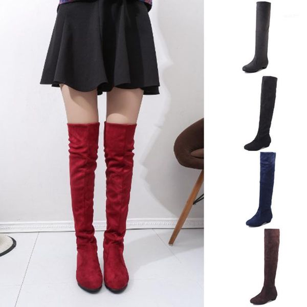 

boots 1 pair slim over the knee high suede women snow women's fashion winter thigh shoes woman1, Black