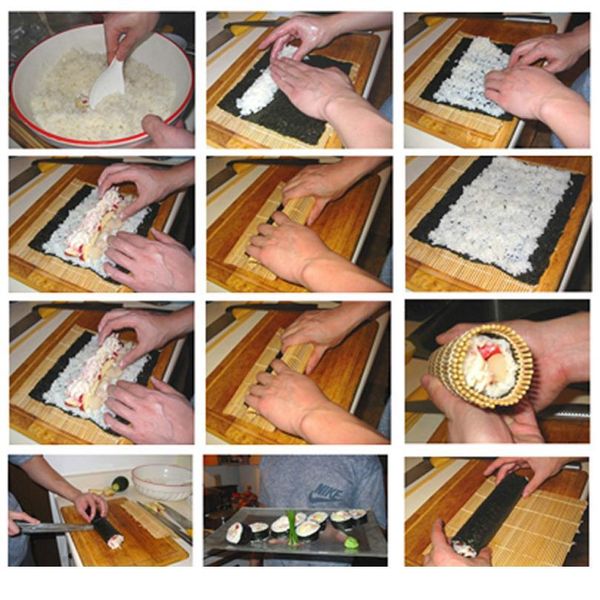 

sushi roller tool non-stick handle bamboo sushi tools with rice spoon maker perfect cooking roll tools kitchen acc bbywvm