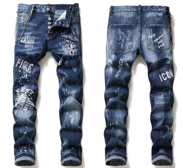 

2021 brand fit designer jeans ripped motorcycle biker denim mens quality biker sell jeans distressed slim men hcaue, Black