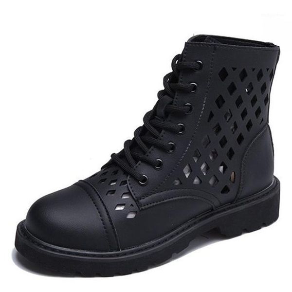 

boots 2021 summer women hollow sandals gothic female footwear black lace-up rubber1