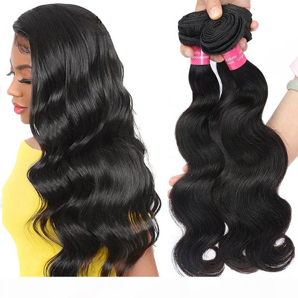 

4 pcs brazilian body wave bundles brazilian human hair extension mink brazilian virgin hair body wave gagaqueen body wave virgin hair, Black