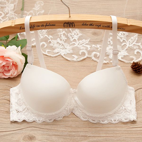 

intimates women underwear super push up for girl gather breast small chest lace bra 32 34 36 student brassiere, Red;black