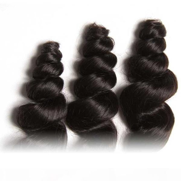 

indian virgin hair extensions malaysian peruvian brazilian human hair weaves loose wave hair 3 pcs lot, Black