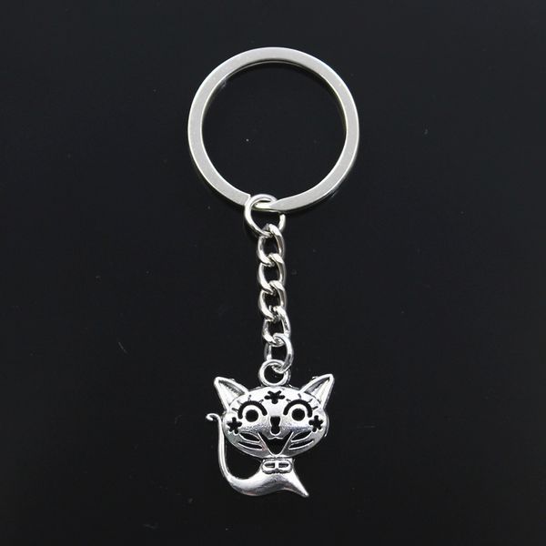 

fashion keychain 24x21mm hollow smile star cat silver color pendants diy men jewelry car key chain ring holder souvenir for gift
