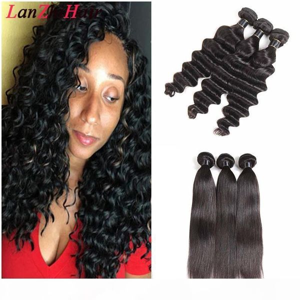 

100% unprocessed peruvian loose deep virgin human hair extensions 3pcs lot unprocessed human hair weaves dyeable straight, Black