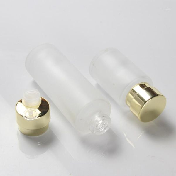 

clear frosted toner bottle with gold cover 40ml