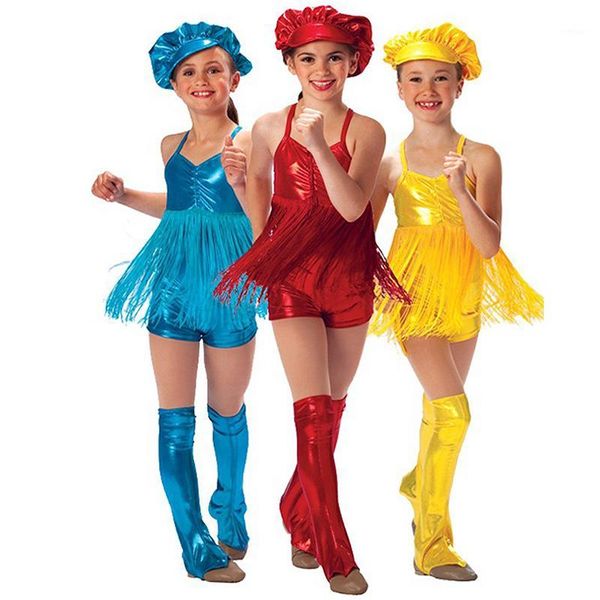 

children's jazz dance latin dance dress for girls women tassel wear performance wear cheerleading 3201, Black;red