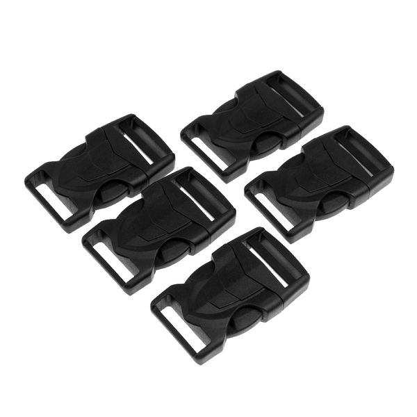 

clip closures for backpack and bags replacement 25mm strap fastener plug buckle, of 5 / set, Slivery;black