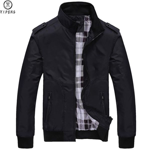 

mens jackets new spring autumn casual zipper coats solid color mens sportswear stand collar slim jackets male bomber 4xl, Black;brown
