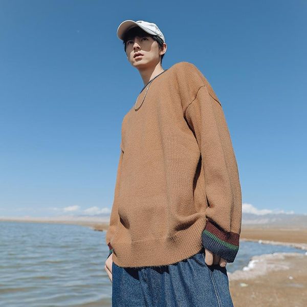 

winter korean knitwear sweaters men warm slim solid color o-neck long sleeves mens sweaters couple streetwear pullovers, White;black