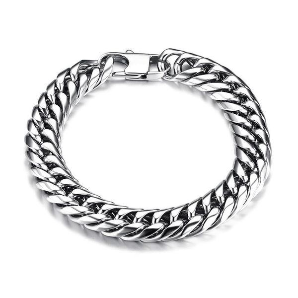 

8mm width stainless steel hip hop miami cuban chain iced out bracelet rapper jewelry 469cr, Black