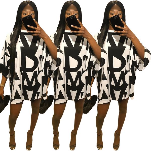 

ht6028 european and american women's fashion long sleeve casual round neck print dress 2021, Black;gray