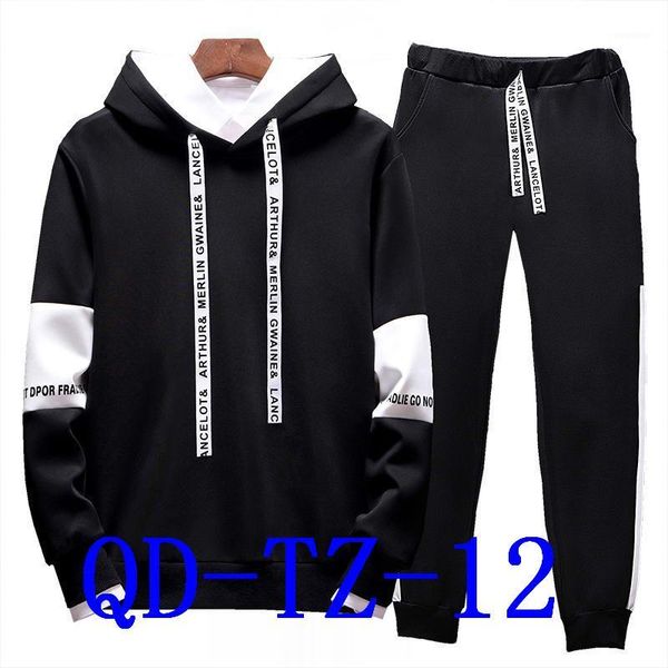 

2019 new men set letter sportswear sweatsuit male sweat track suit jacket hoodie with pants mens sporting suits1, Black