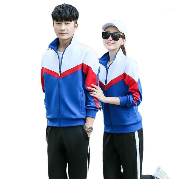 

running sets sportswear suit women slim classic sport set student uniforms team 2021 windproof lovers jogger fitness sets1, Black;blue